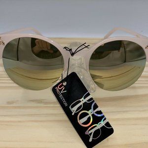 LUXURY RETRO Jackie O SUNGLASSES Pink Lady Bumblebee Mirrored P30206 New Gold